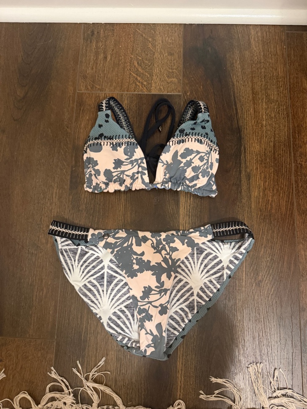 Maaji Pink and Gray Floral  Bikini Set